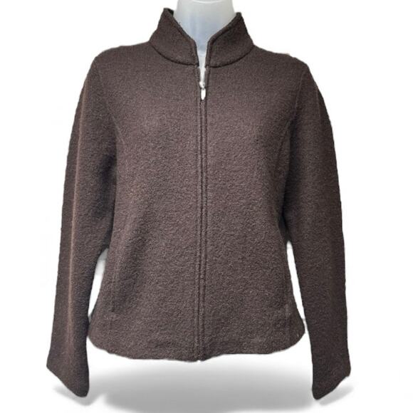 Vintage Herman Geist Womens Brown Cardigan Sweater Size Petite Small Wool Zip - Picture 1 of 5
